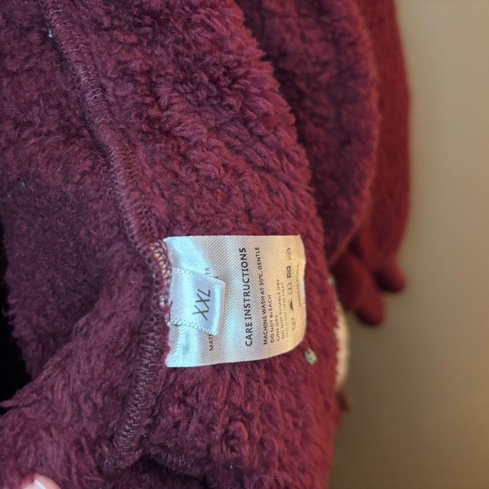 Caissip Womenβs Sherpa Full-Zip Jacket β Burgundy & White Size XXL - Picture 9 of 13